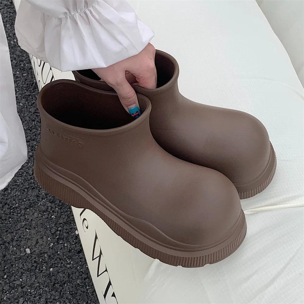 Pink Waterproof Mid Calf Rain Boots | Slip On | Toylandeu
