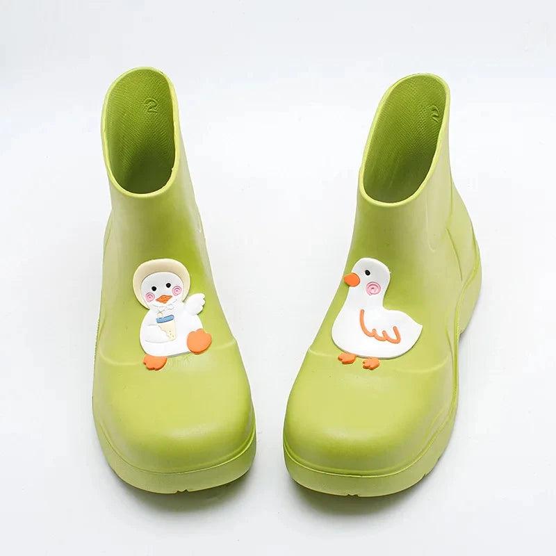 Pink Waterproof Mid Calf Rain Boots | Slip On | Toylandeu
