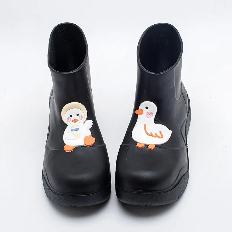 Pink Waterproof Mid Calf Rain Boots | Slip On | Toylandeu