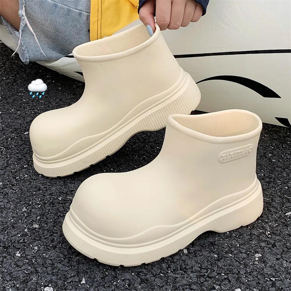 Pink Waterproof Mid Calf Rain Boots | Slip On | Toylandeu