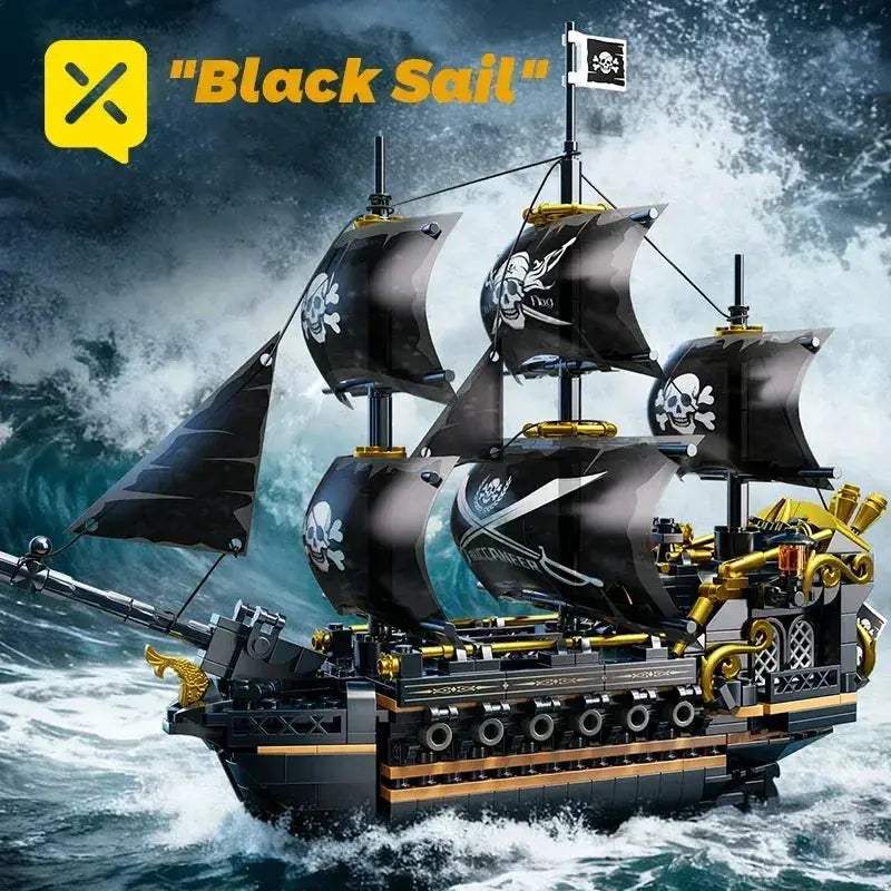 Pirate Ship Building Blocks Sailboat Model For Creative Desktop Decor - ToylandEU