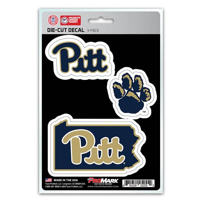 Pittsburgh Panthers Die Cut Decals 3 Pack Premium Vinyl - ToylandEU