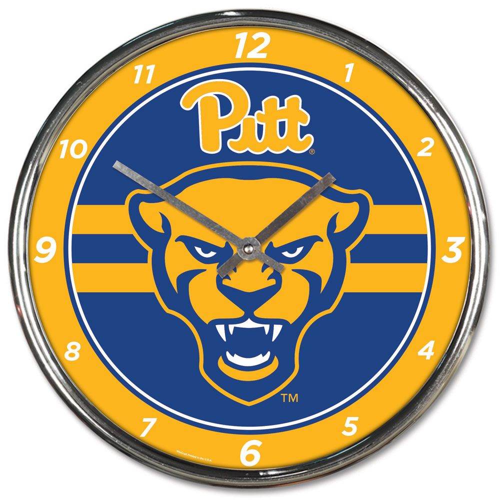 Pittsburgh Panthers Round Chrome Wall Clock 12 Inch - ToylandEU