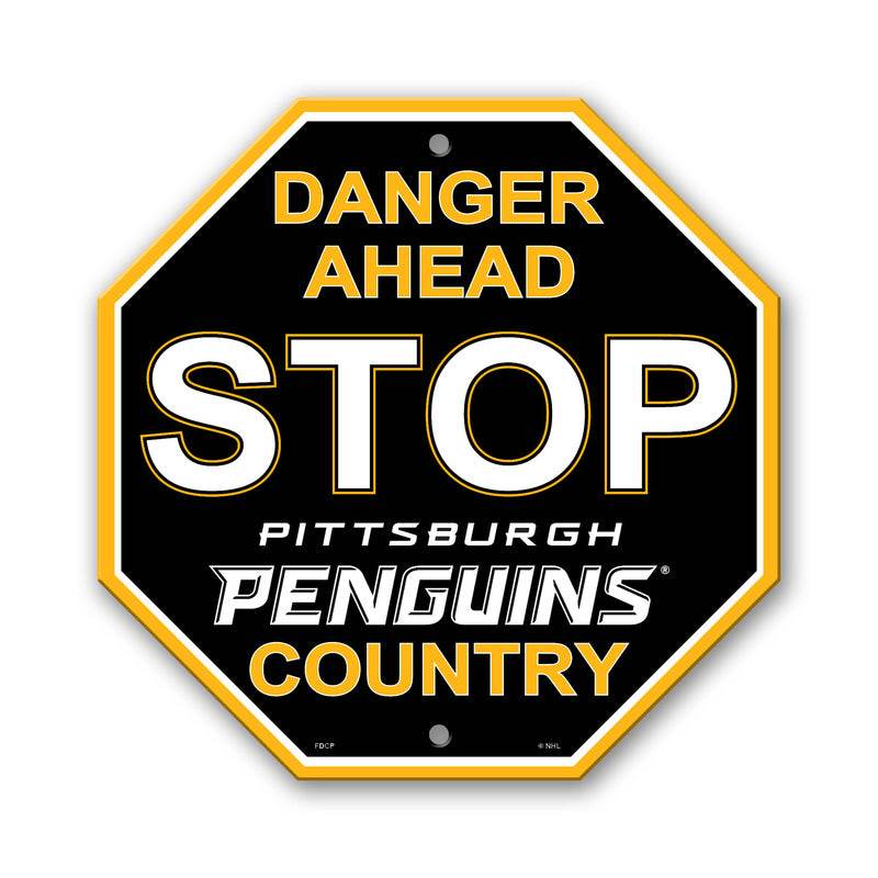 Pittsburgh Penguins 12x12 Plastic Stop Style Sign Man Cave - ToylandEU
