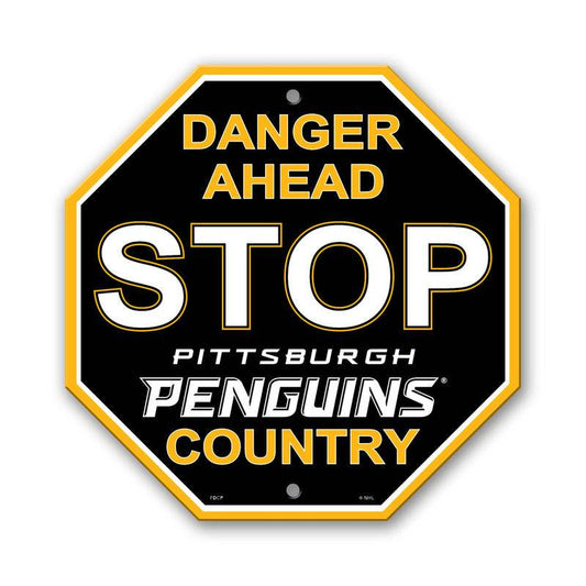 Pittsburgh Penguins 12x12 Plastic Stop Style Sign Man Cave - ToylandEU