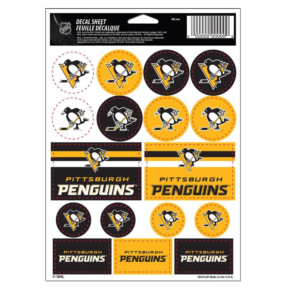 Pittsburgh Penguins Decal Sheet 5x7 Vinyl Sticker Pack - ToylandEU