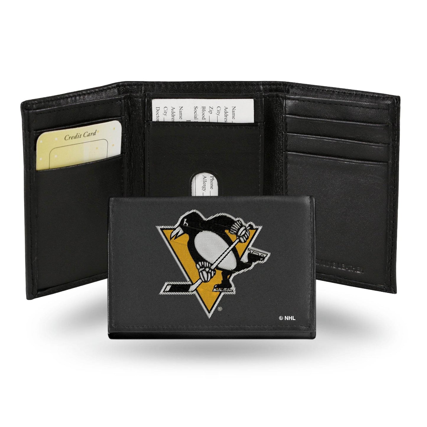 Pittsburgh Penguins Leather Wallet Embroidered Trifold - ToylandEU