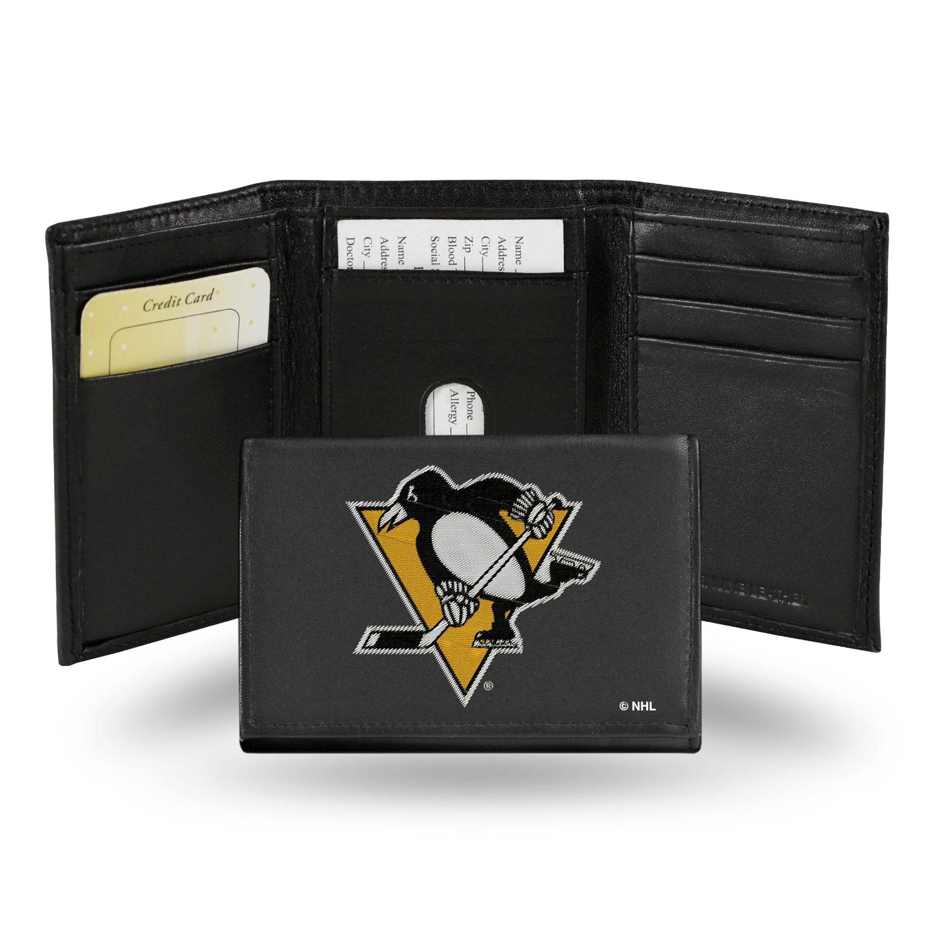 Pittsburgh Penguins Leather Wallet Embroidered Trifold - ToylandEU