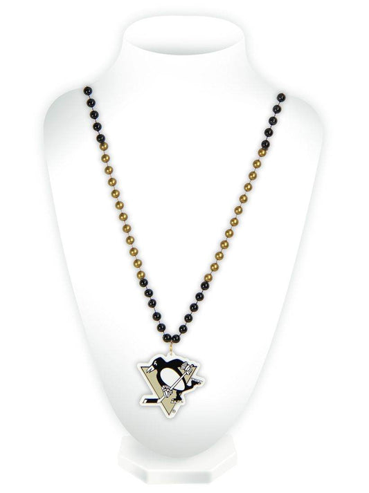 Pittsburgh Penguins Mardi Gras Beads Medallion Necklace - ToylandEU