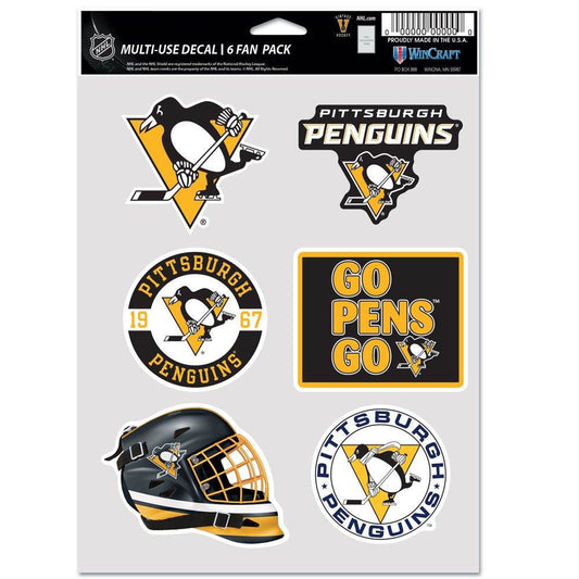 Pittsburgh Penguins Multi Use Fan Decal Six Pack - ToylandEU
