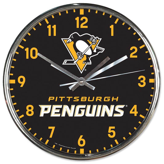 Pittsburgh Penguins Round Chrome Wall Clock - ToylandEU