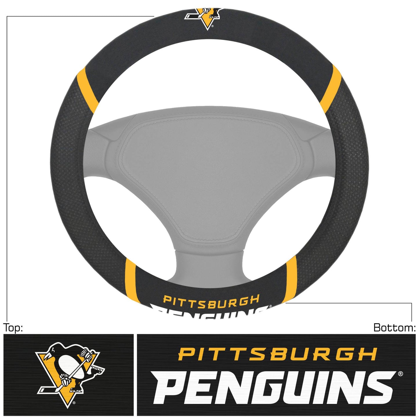 Pittsburgh Penguins Steering Wheel Cover Mesh And Stitched - ToylandEU