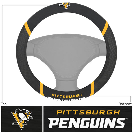 Pittsburgh Penguins Steering Wheel Cover Mesh And Stitched - ToylandEU