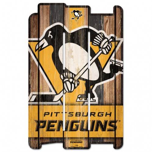Pittsburgh Penguins Wood Fence Sign 11x17 Retro Whitewash - ToylandEU