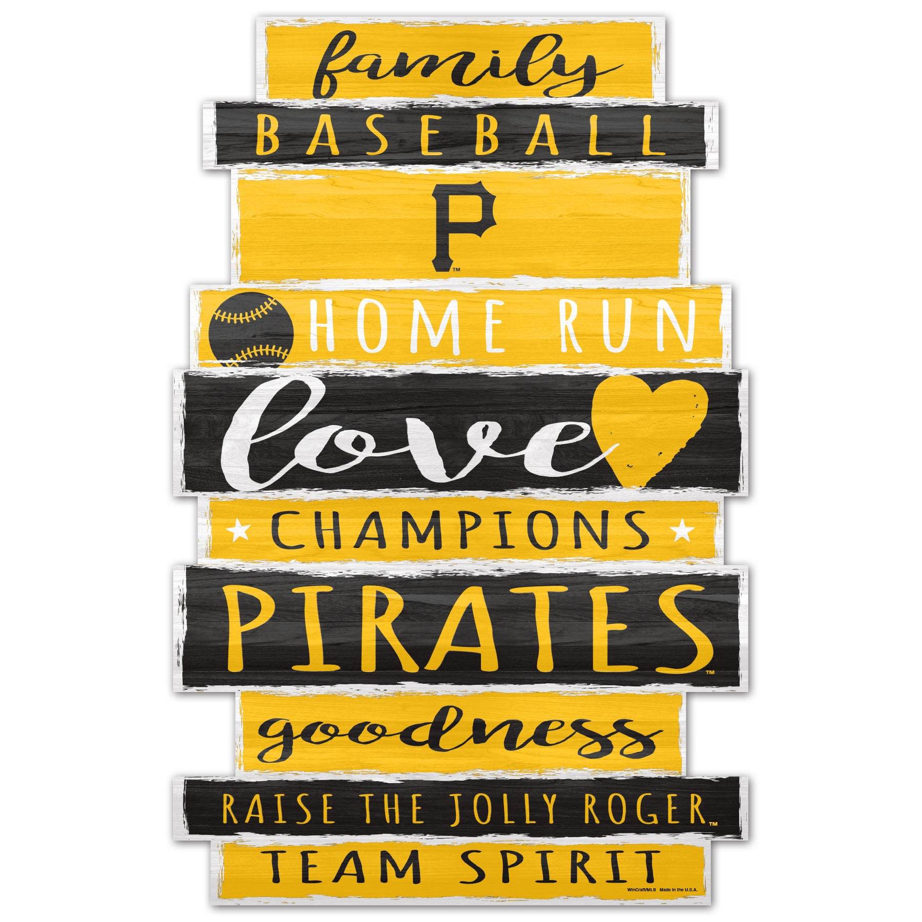 Pittsburgh Pirates 11 By 17 Wood Family Word Sign Decor - ToylandEU