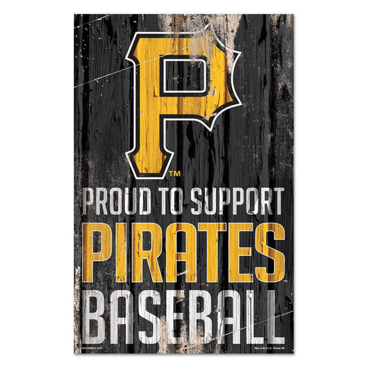 Pittsburgh Pirates 11x17 Wood Sign Proud to Support - ToylandEU