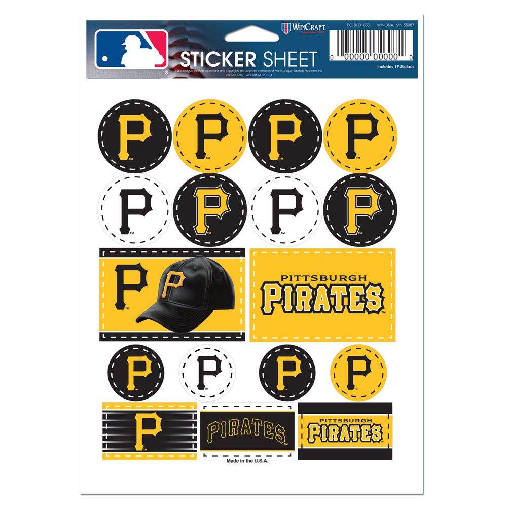 Pittsburgh Pirates Vinyl Decal Sheet 5x7 Stickers Pack - ToylandEU