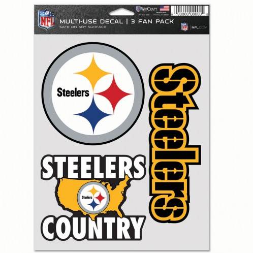Pittsburgh Steelers Decals 3 Pack Multi Use Fan Stickers - ToylandEU