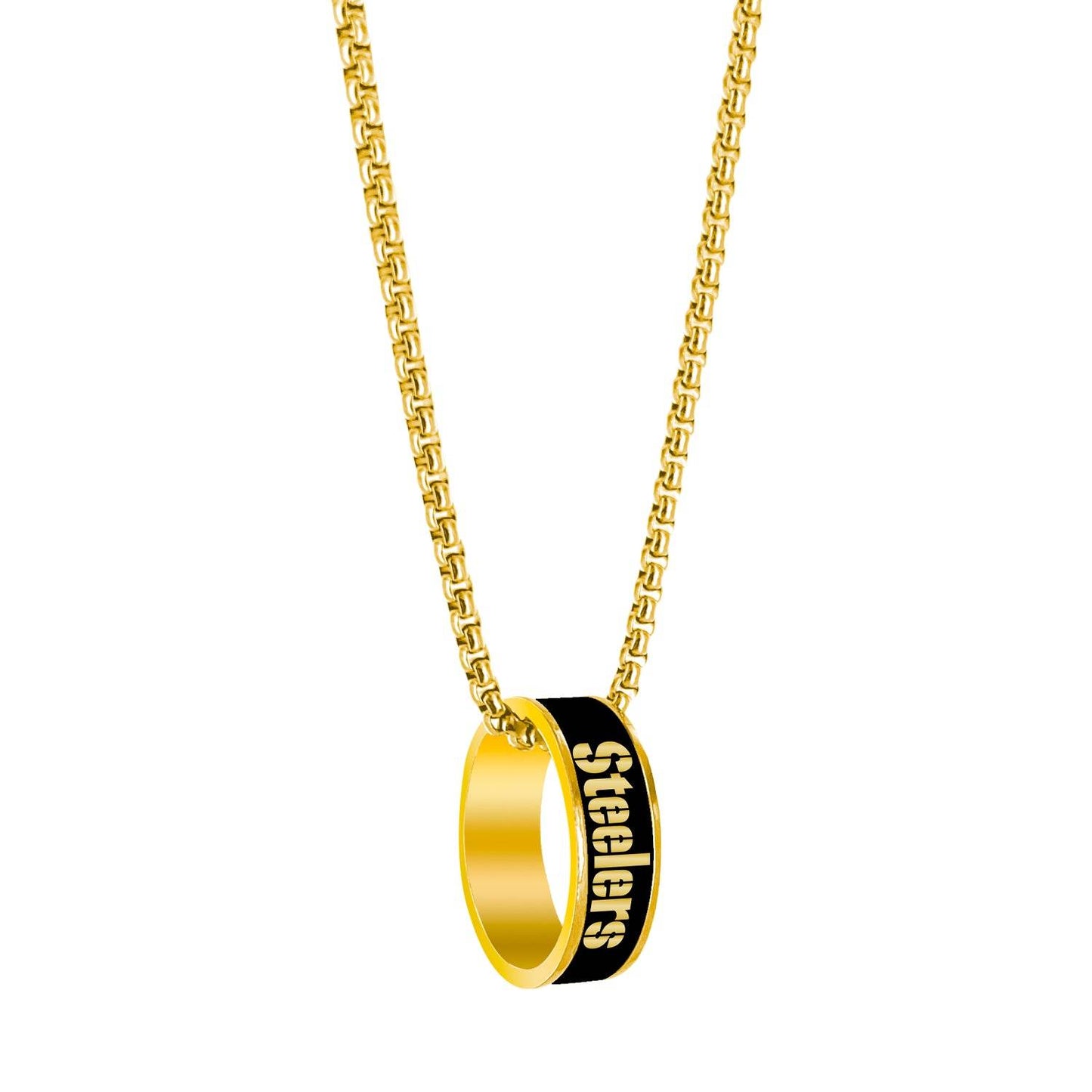 Pittsburgh Steelers Gold Necklace Pendant Ring Fashion - ToylandEU