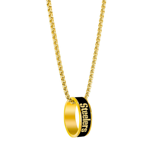 Pittsburgh Steelers Gold Necklace Pendant Ring Fashion - ToylandEU