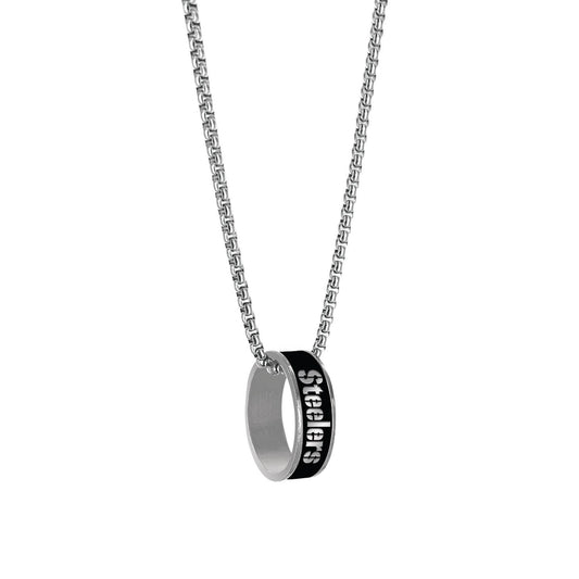 Pittsburgh Steelers Necklace Pendant Silver Fashion Ring - ToylandEU