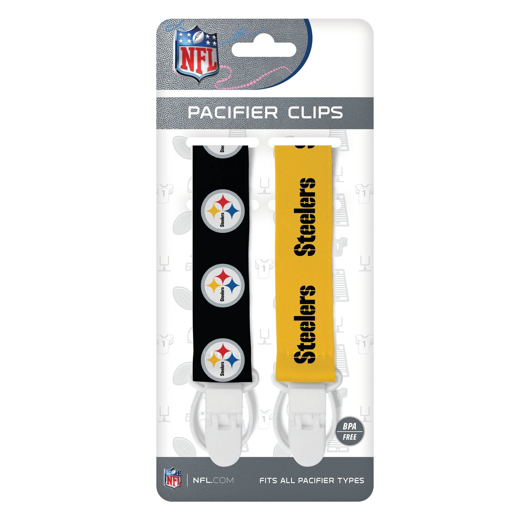 Pittsburgh Steelers Pacifier Clips For Babies 2 Pack - ToylandEU