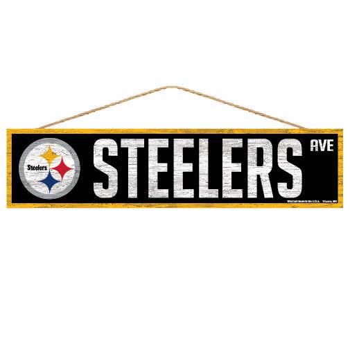 Pittsburgh Steelers Wood Avenue Sign 4x17 With Team Logo - ToylandEU