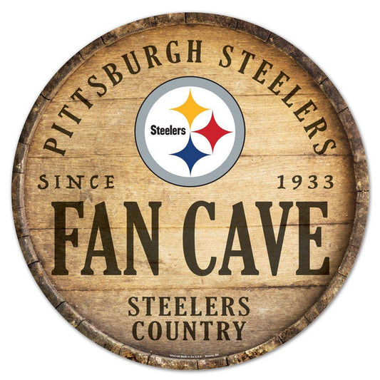 Pittsburgh Steelers Wood Round Barrel Top Sign 14 Inch - ToylandEU