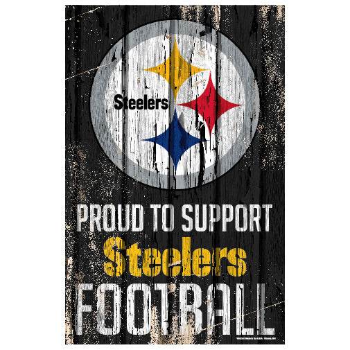 Pittsburgh Steelers Wood Sign 11x17 Proud to Support Design - ToylandEU