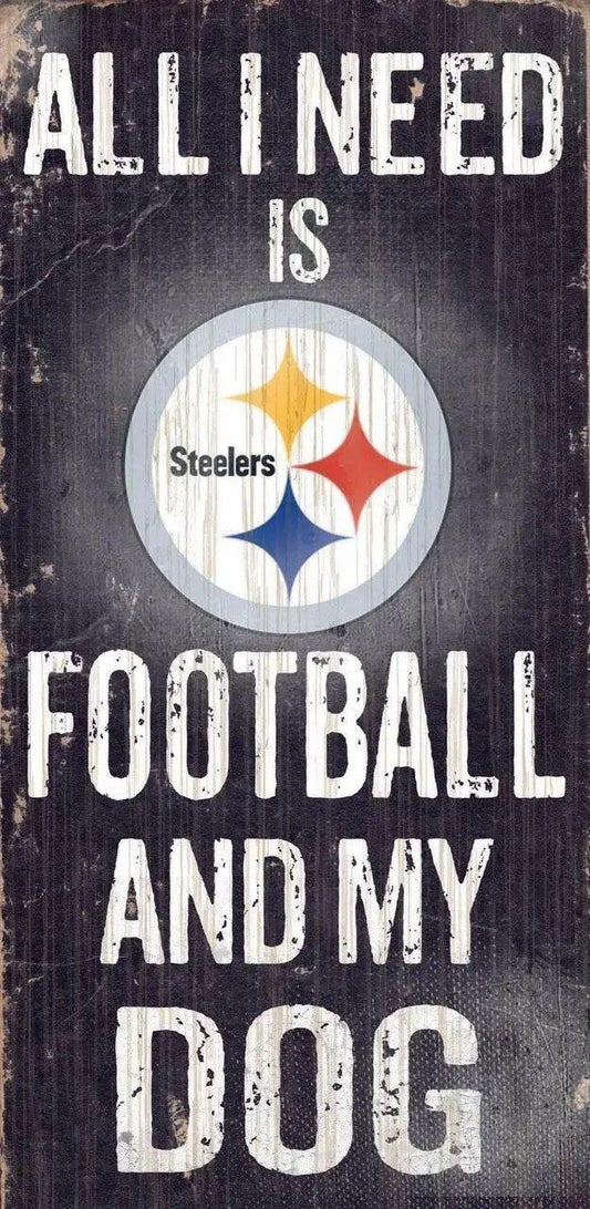  Pittsburgh Steelers Wood Sign Football and Dog 6 by 12 -  ToylandEU™