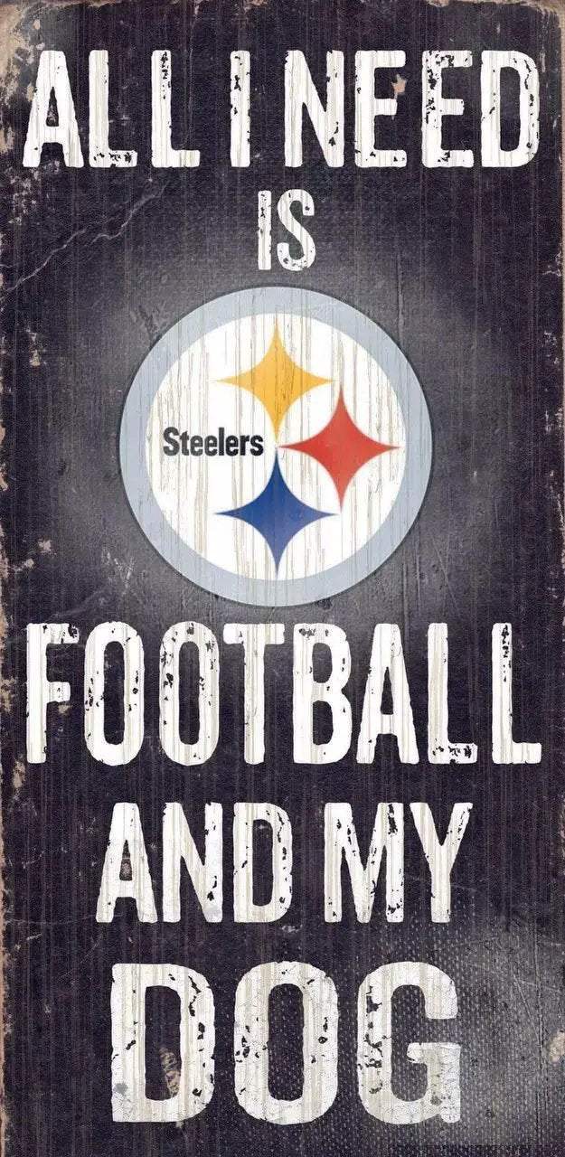 Pittsburgh Steelers Wood Sign Football and Dog 6 by 12 - ToylandEU