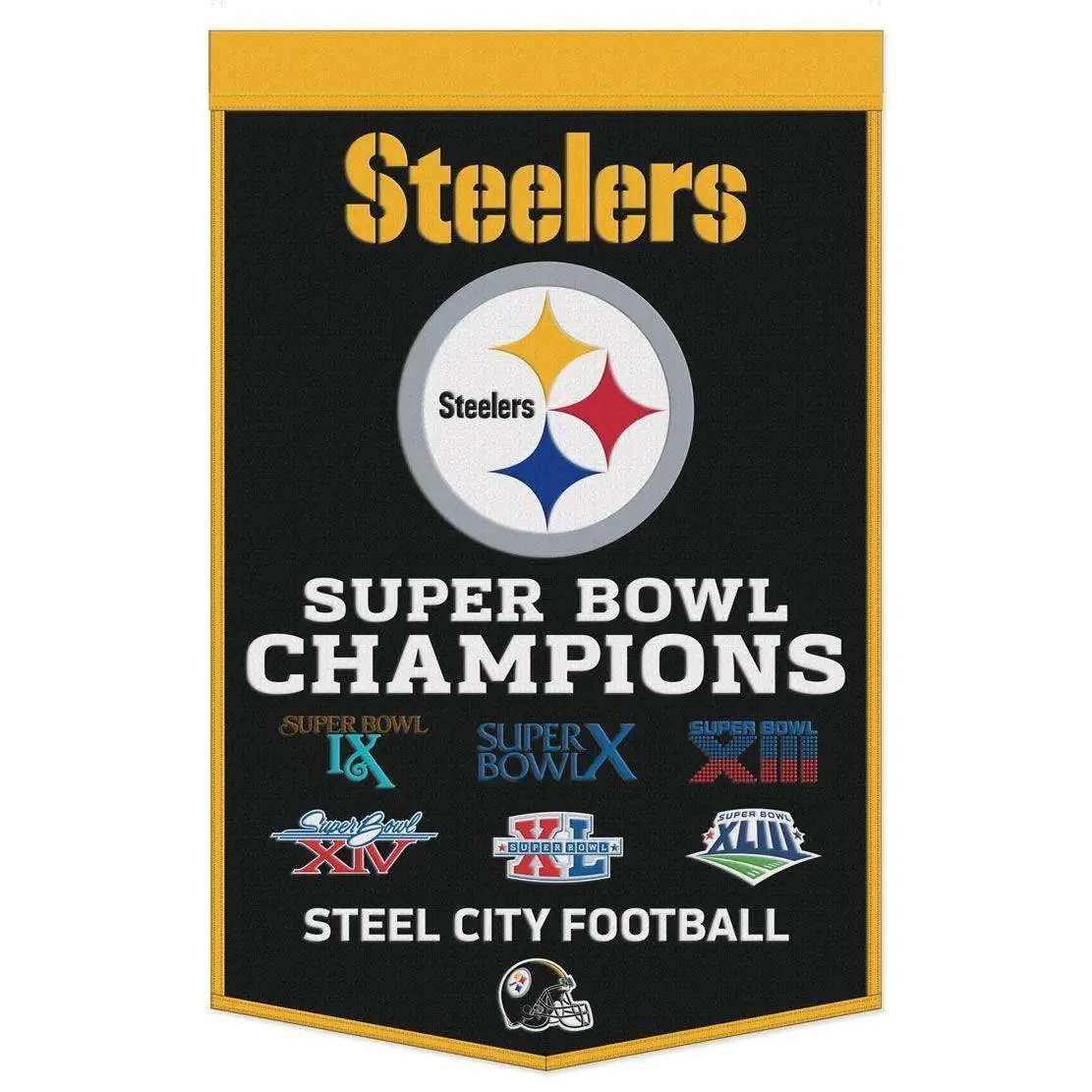  Pittsburgh Steelers Wool Banner 24x38 Dynasty Champ Design -  ToylandEU™