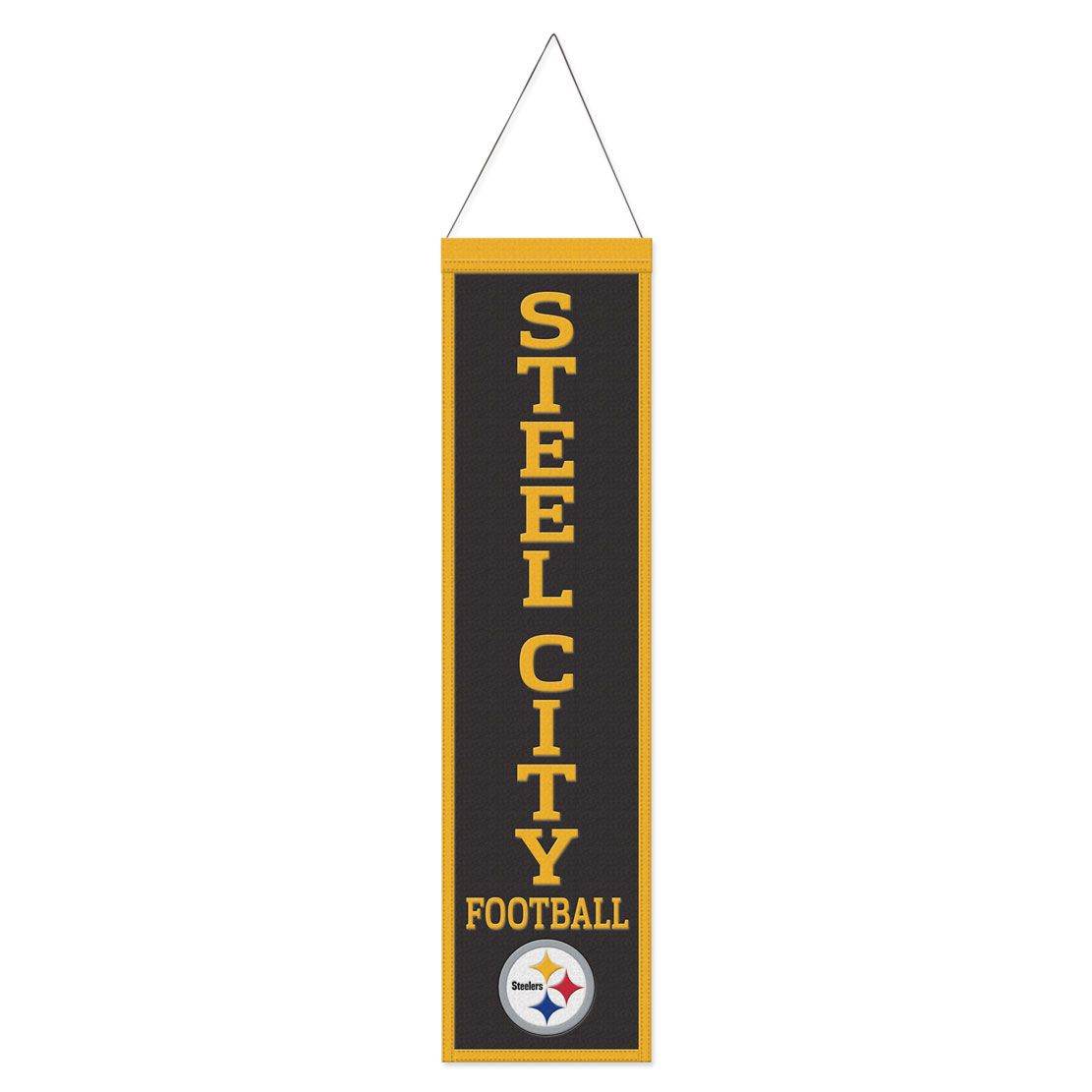 Pittsburgh Steelers Wool Banner 8x32 Heritage Slogan Design - ToylandEU