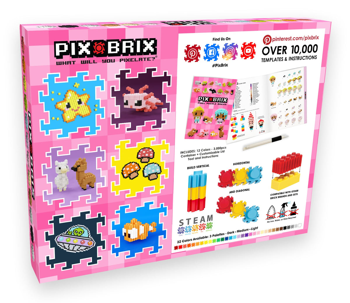 Pix Brix Building Bricks | 3000 Pieces Light Palette | Toylandeu™