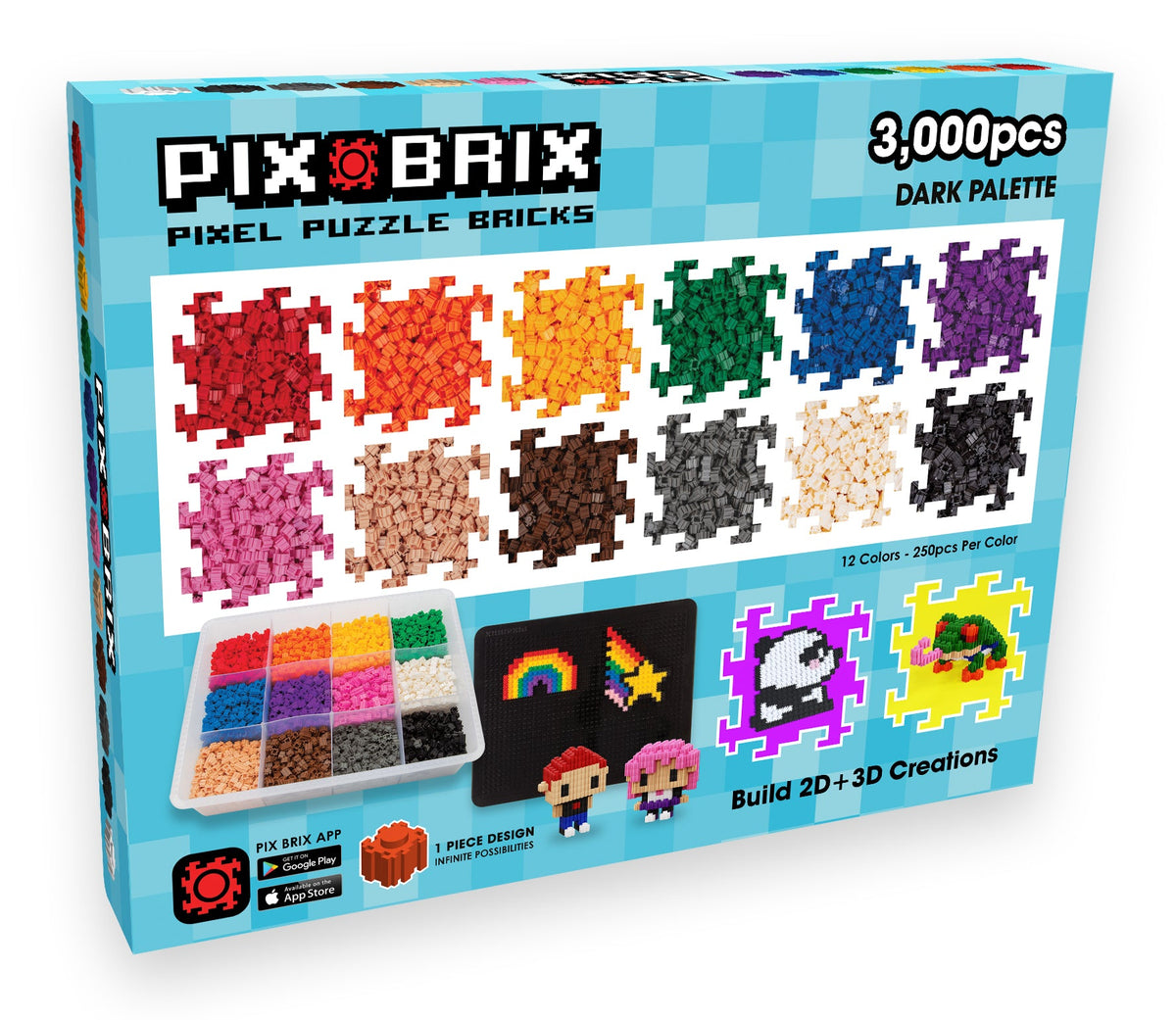 Pix Brix Building Bricks | 3000pc Dark Set | Toylandeu™