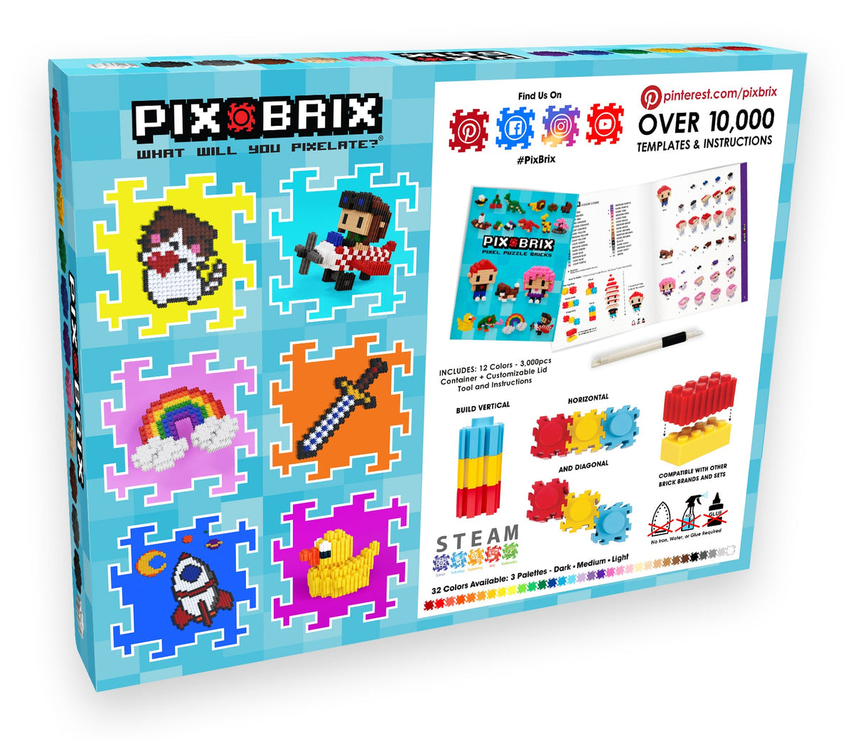 Pix Brix Building Bricks | 3000pc Dark Set | Toylandeu™