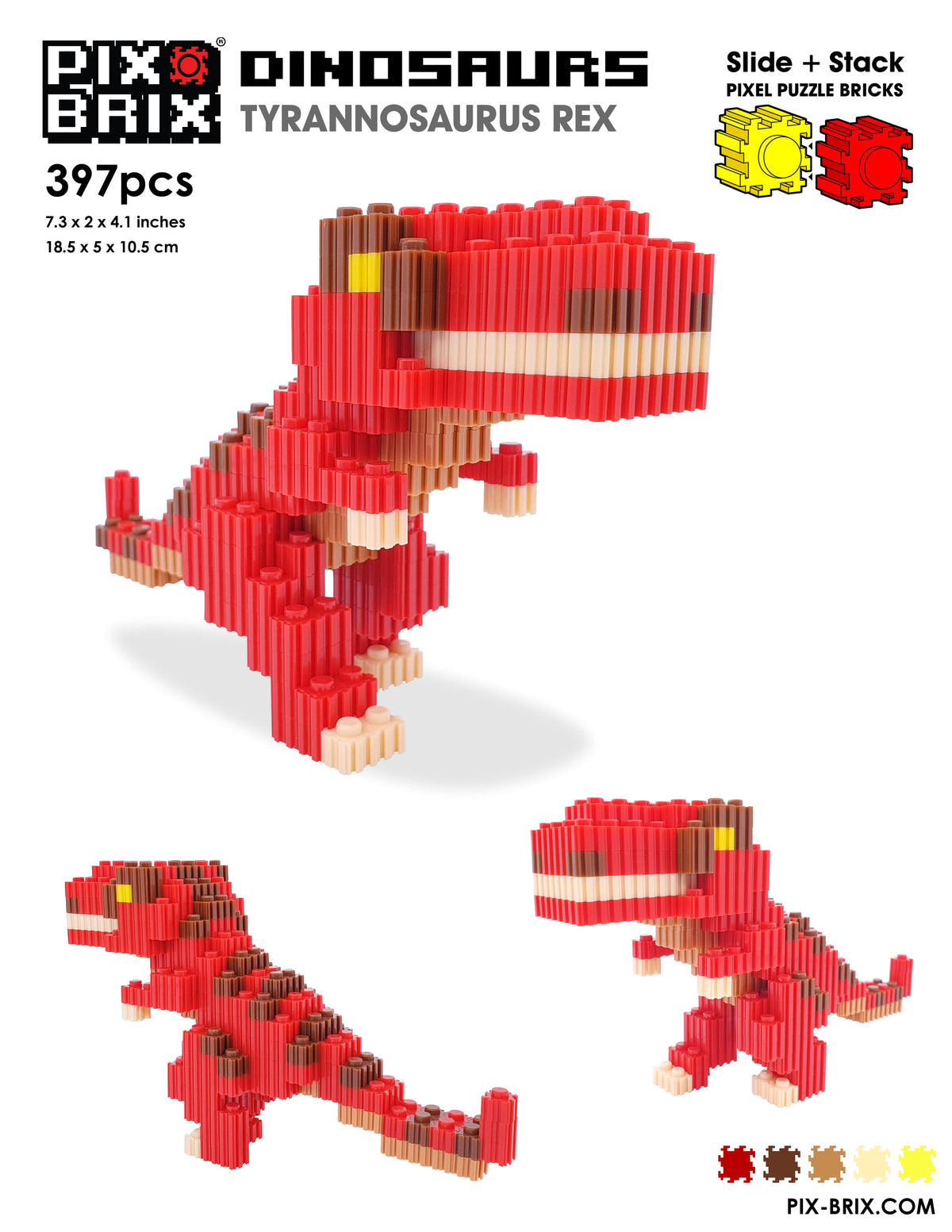 Pix Brix Dinosaur Figure | 397 Piece Set | T Rex Model | Ages Eight Plus