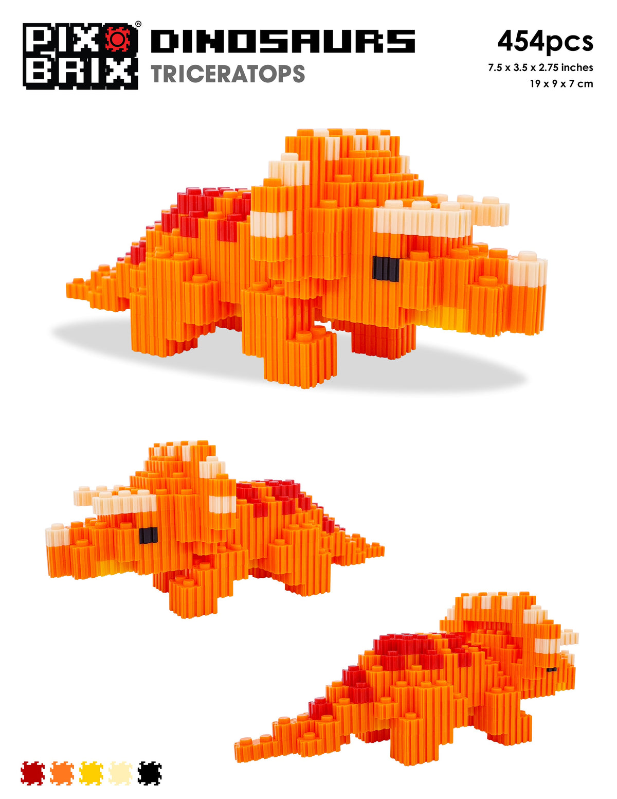 Pix Brix Triceratops | 454 Piece Pixel Bricks | Toylandeu™