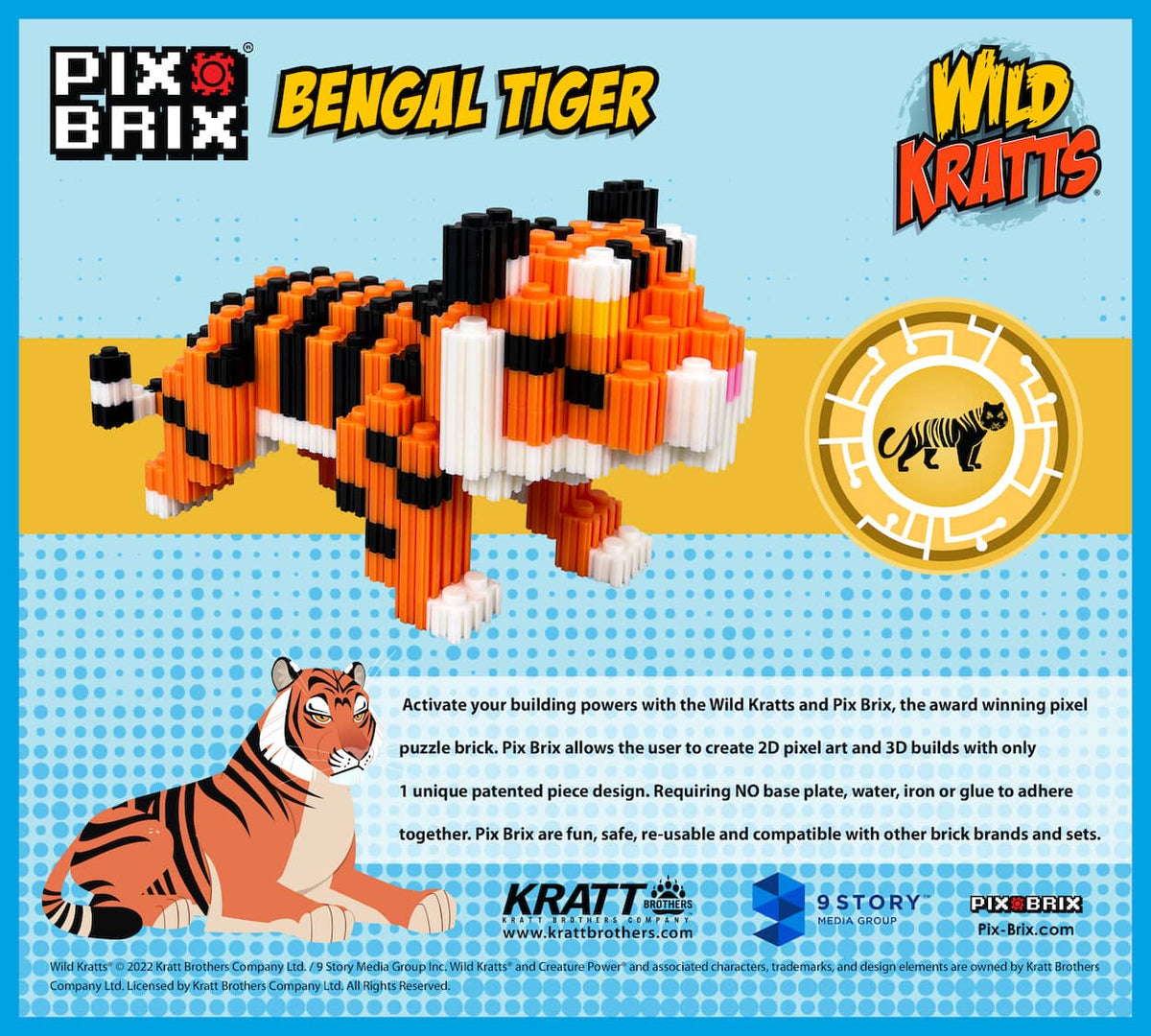 Pixel Art Bricks | Wild Kratts Tiger Set | Toylandeu™