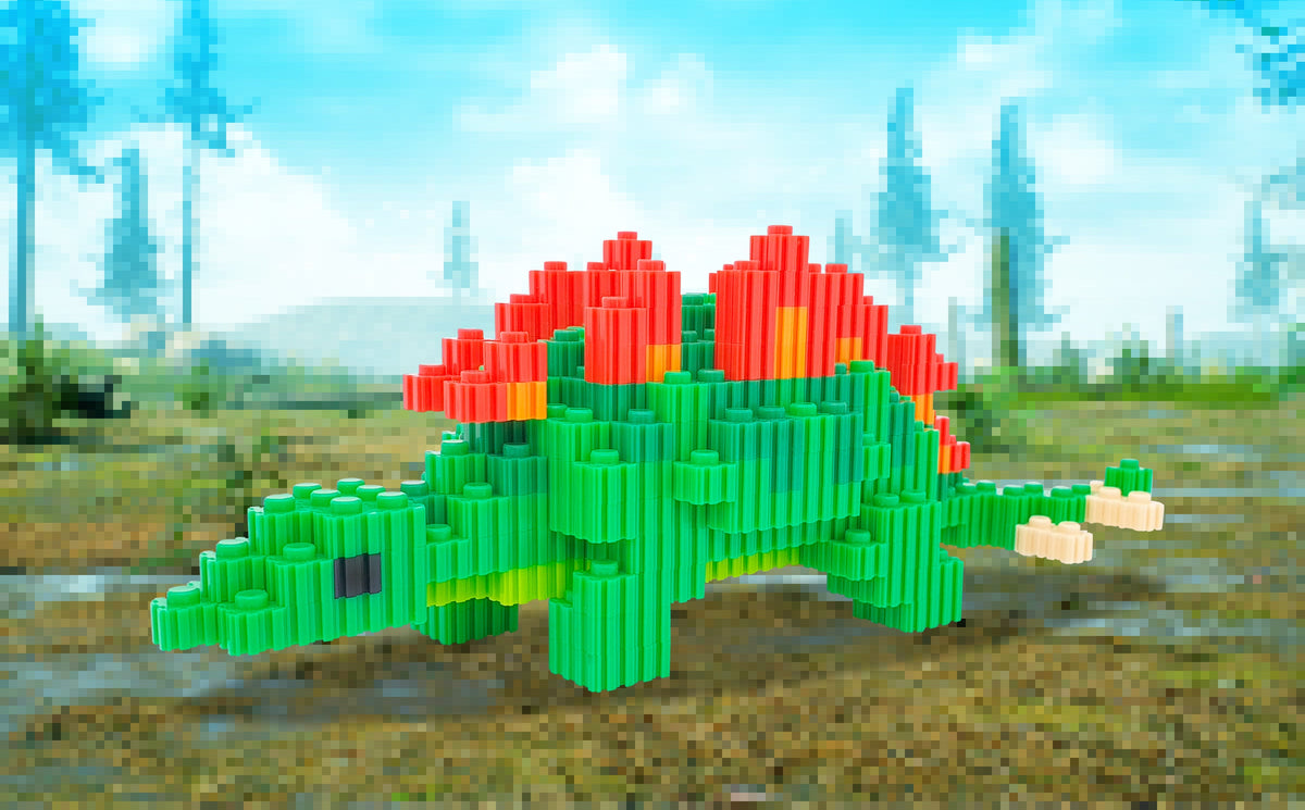 Pixel Puzzle Brick | 552pc Stegosaurus | Toylandeu™