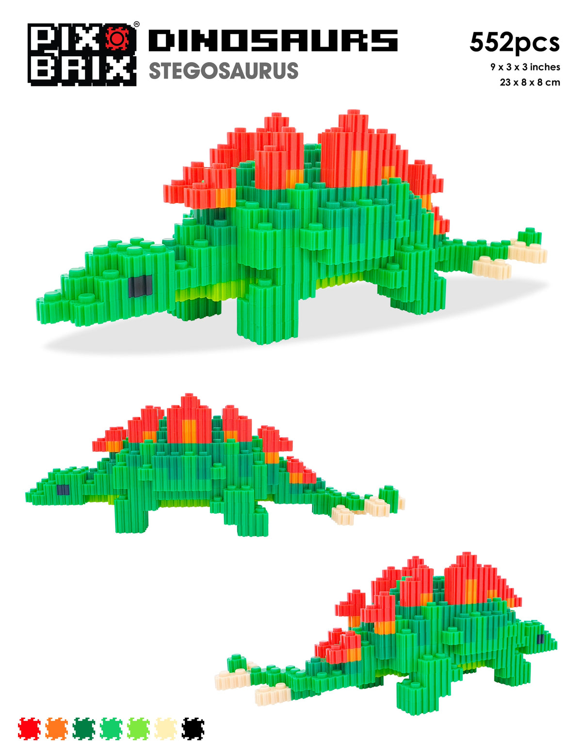 Pixel Puzzle Brick | 552pc Stegosaurus | Toylandeu™