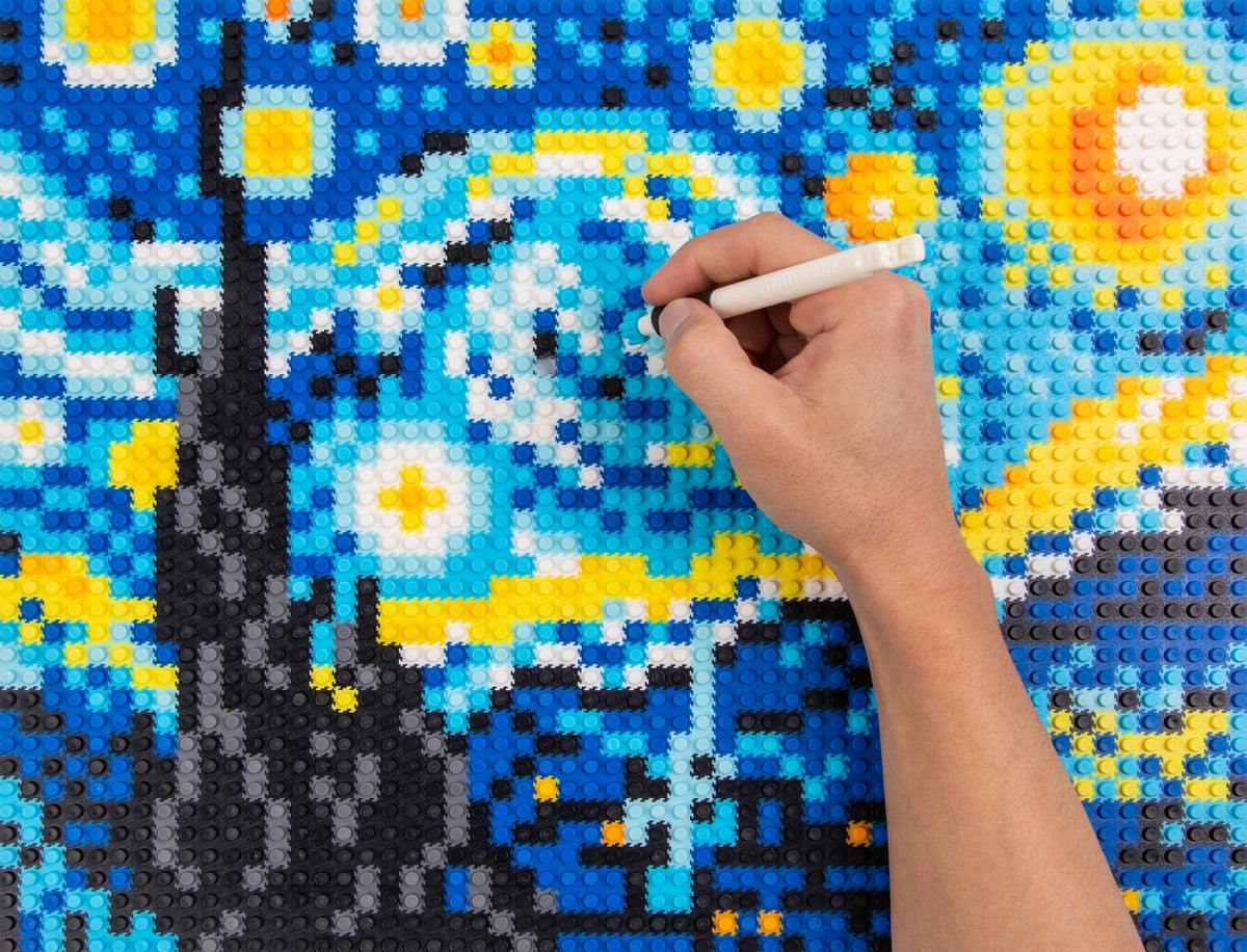 Pixel Puzzle Kit | Starry Night Van Gogh | Rebuildable Blocks | Adult And Kids