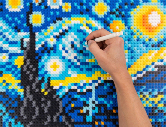 Pixel Puzzle Kit | Starry Night Van Gogh | Rebuildable Blocks | Adult And Kids