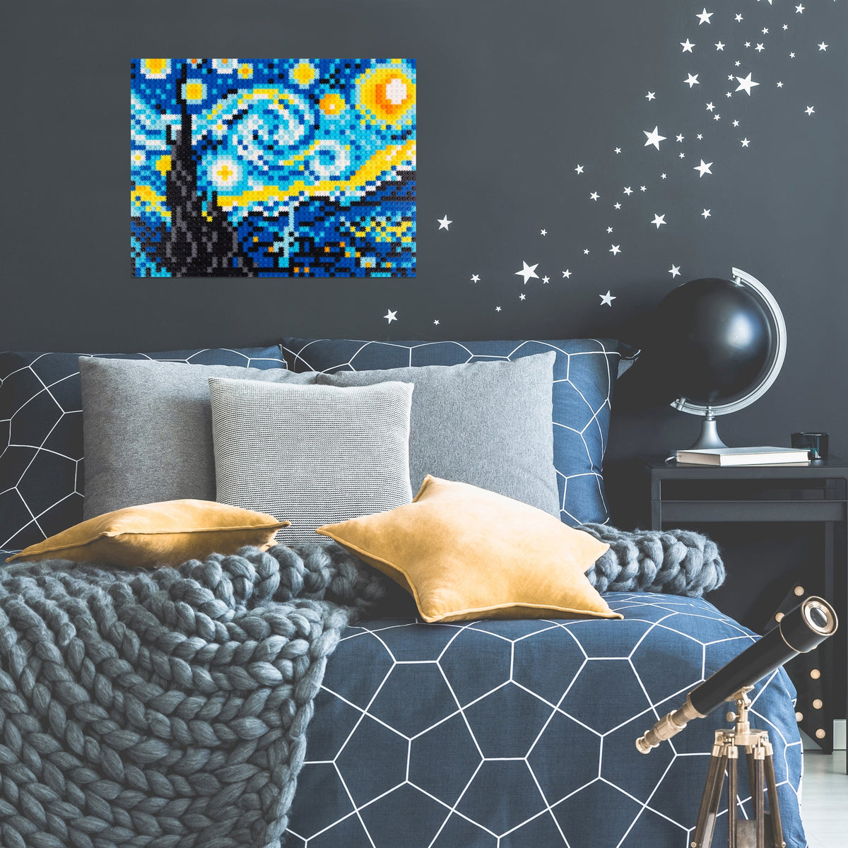 Pixel Puzzle Kit | Starry Night Van Gogh | Rebuildable Blocks | Adult And Kids
