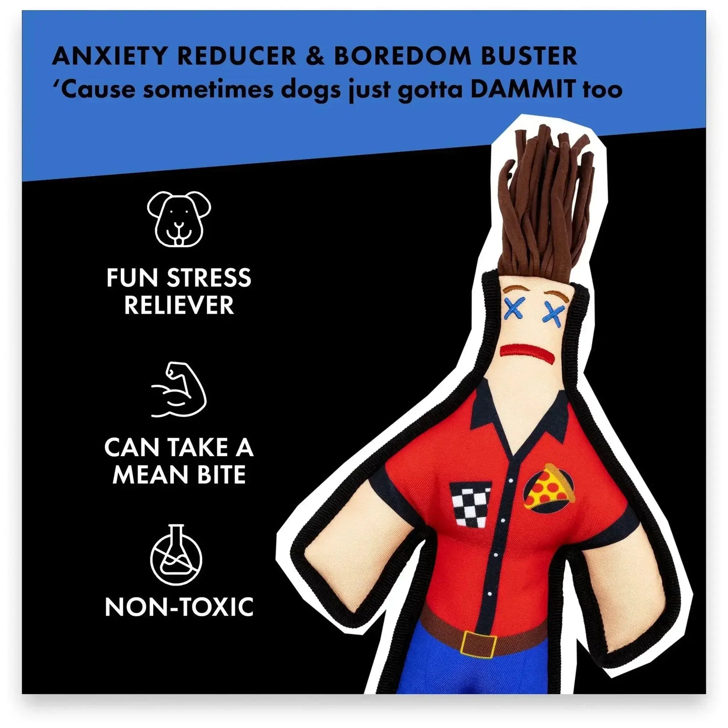 Pizza Guy Squeaky Chew Toy - Dammit Dolls