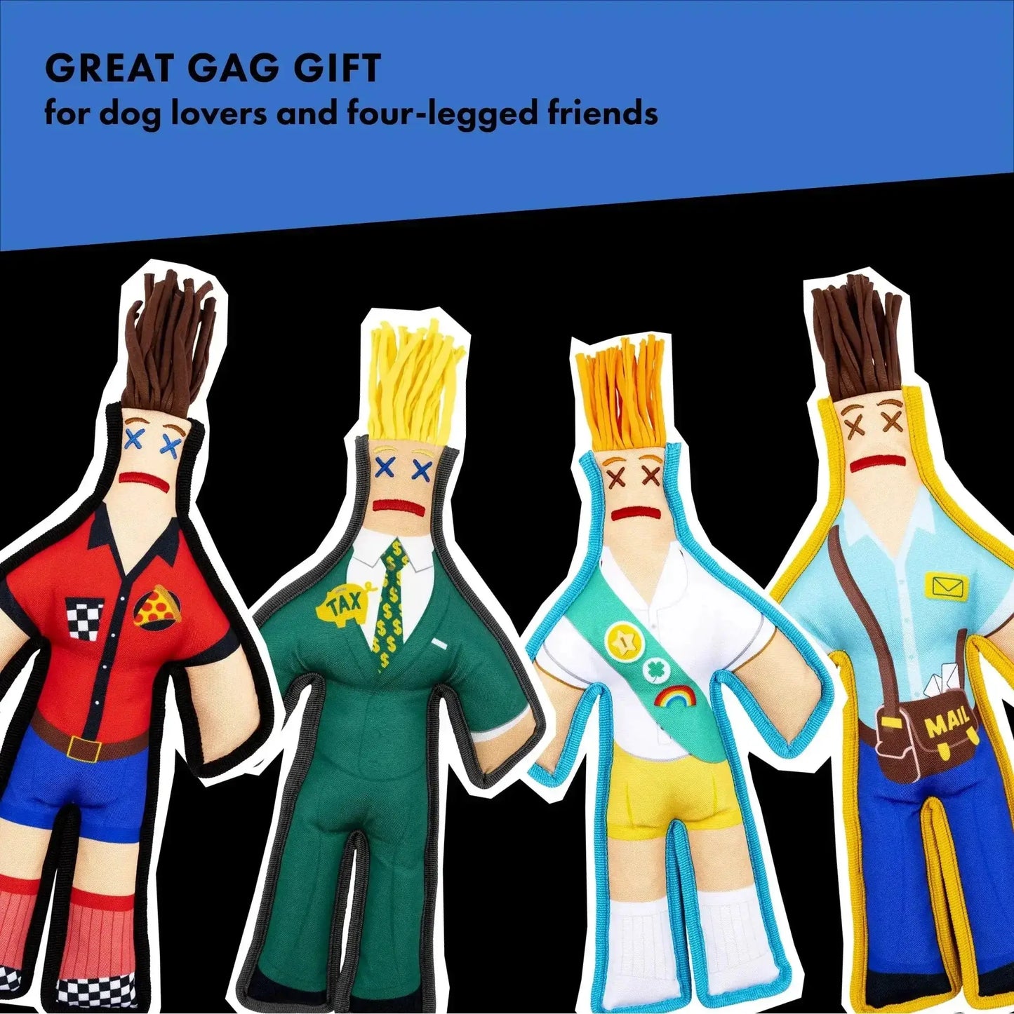 Pizza Guy Squeaky Chew Toy - Dammit Dolls