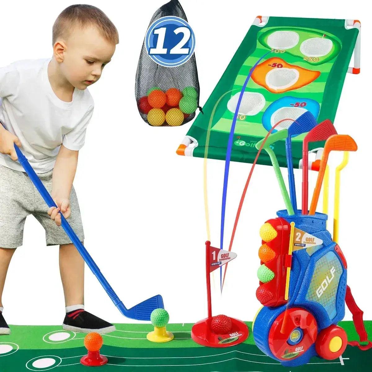  Plastic Golf Toy Set 14.5in Cart With Strap Blue -  ToylandEU™