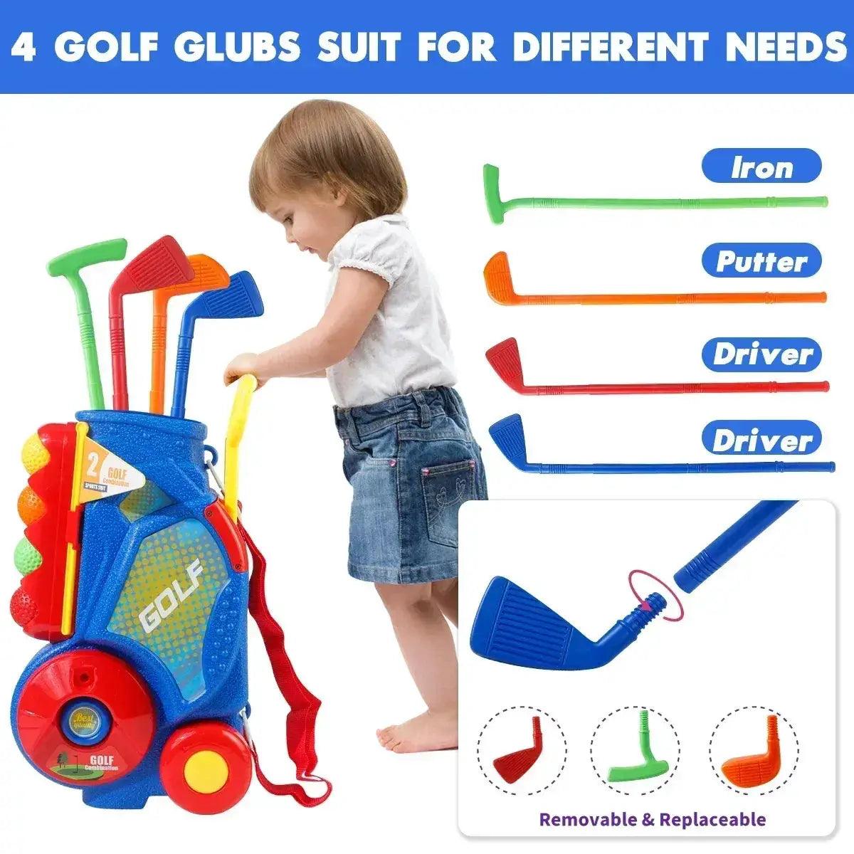  Plastic Golf Toy Set 14.5in Cart With Strap Blue -  ToylandEU™