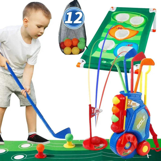  Plastic Golf Toy Set 14.5in Cart With Strap Blue -  ToylandEU™