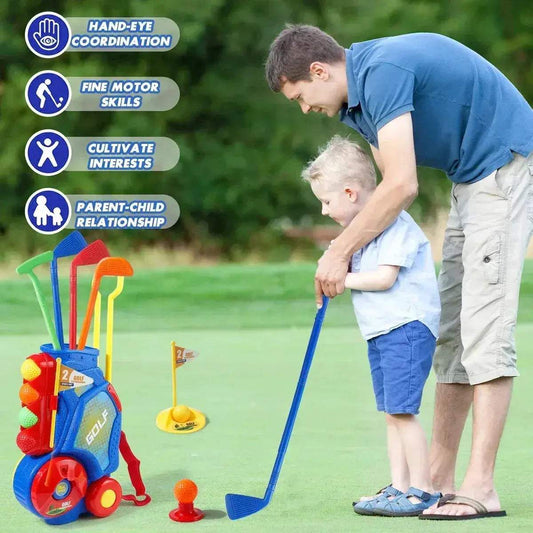  Plastic Golf Toy Set 14.5in Cart With Strap Blue -  ToylandEU™